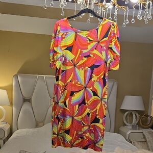 Trina Turk Orange Pink Sheath Mini Dress Resort